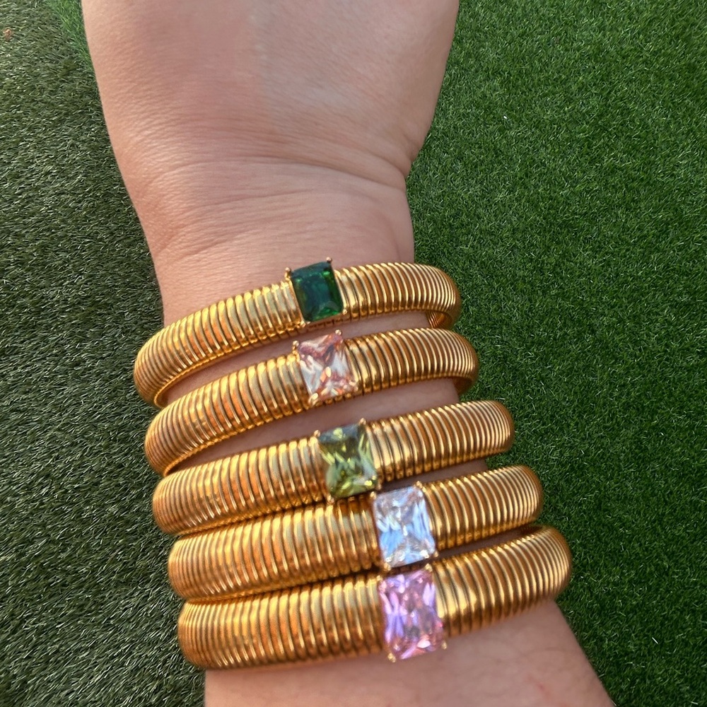 Elegant Gold Bracelets with Multicolor Gemstones